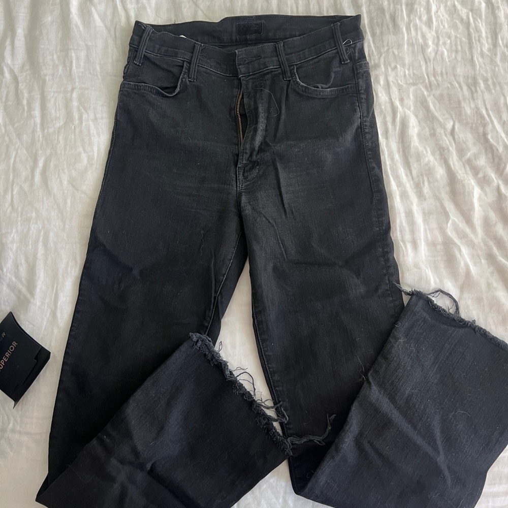 Mother Denim Washed Black Bootcut Jeans